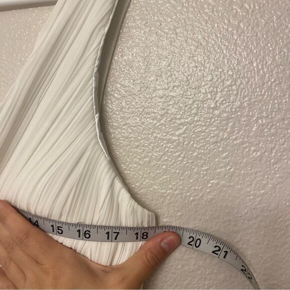 White V-Neck formal Evening wedding Dress maxi gown Floor Length XL 12-14 - Picture 14 of 15